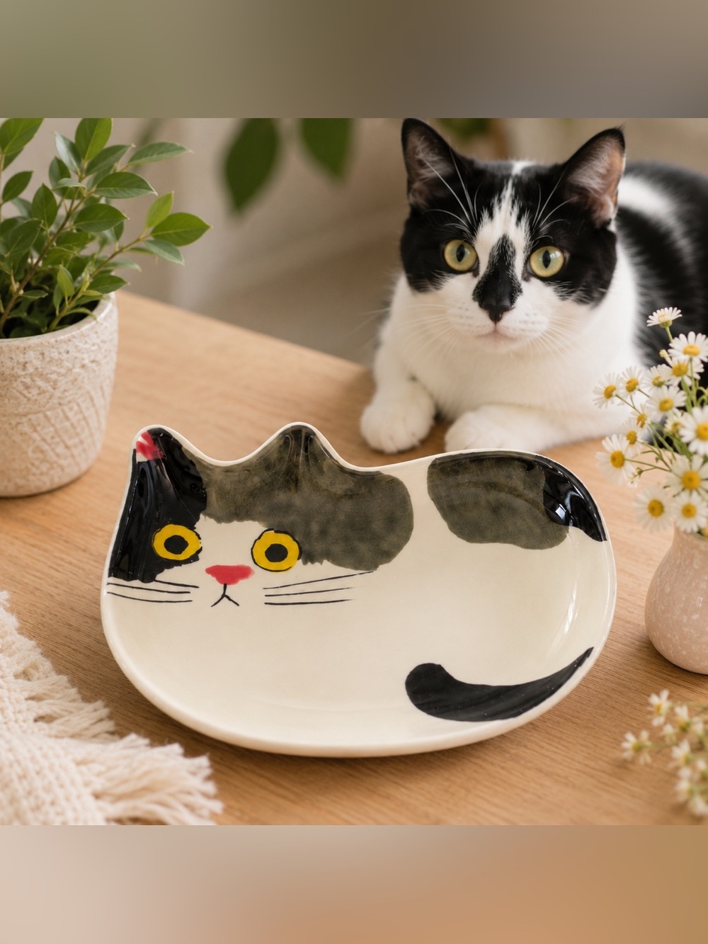 Ecouter Minette Ceramic Cat Trinket Dish Ring Holder Jewelry Tray